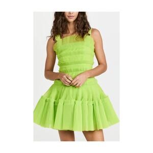 Aje 'Jacinto' Yellow Polyester Pleated Mini Dress Size 6